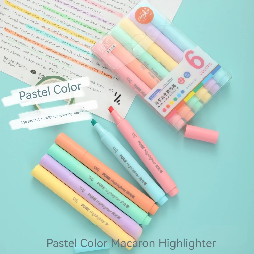 6개/세트 파스텔 색상 마카롱 형광펜, 귀여운 형광 마 - Pastel Highlighter Set Double Ended 리뷰 및 가격