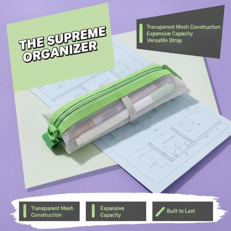 @*투명 메쉬 연필 파우치 이중 지퍼 조절 가능한 바인 - Clear Mesh Pencil Pouch For Exam 리뷰 및 가격
