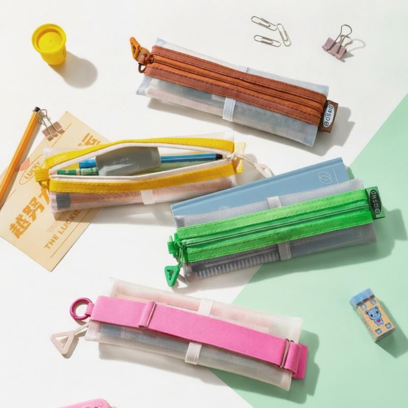 @*투명 메쉬 연필 파우치 이중 지퍼 조절 가능한 바인 - Clear Mesh Pencil Pouch For Exam 리뷰 및 가격